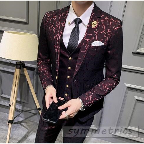 レトロ スーツ セットアップ 3ピース チューリップ柄  ベルボワール Amazon.co.jp: [Babsully] スーツ メンズ フォーマル スーツ