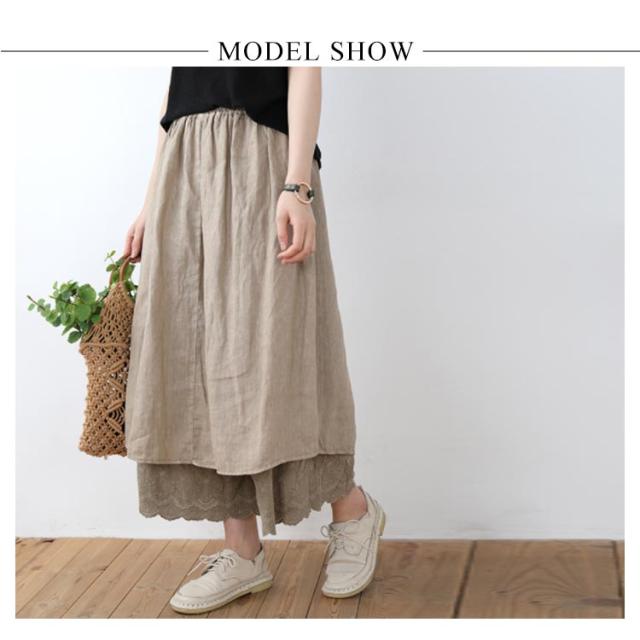 ゴリ麻のキロットスカート ミニスカート キュロット スリット 韓国[品番：AGCW0003932]｜SUNSHINE