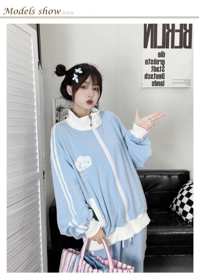 服 セットアップ スウェット ジャージ 2点セット おしゃれ 水色