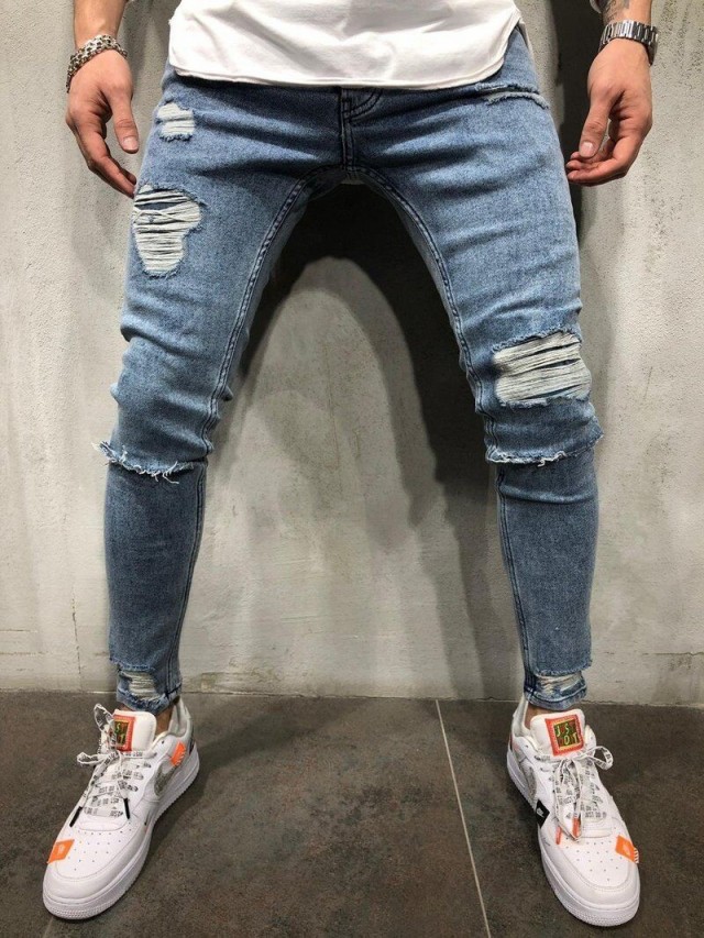 SWG/SWAGGER】パッチワークデザイン ダメージスキニーパンツ 34