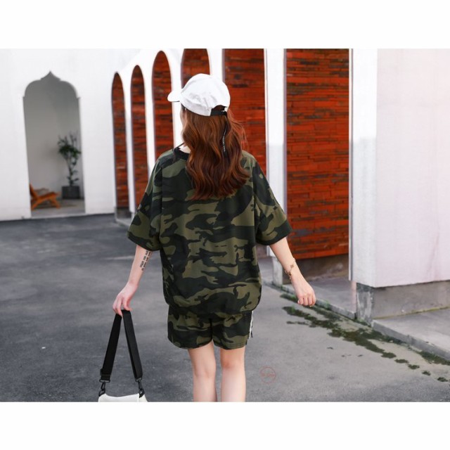 上下セット tシャツ レディース セットアップ 大きいサイズ 迷彩