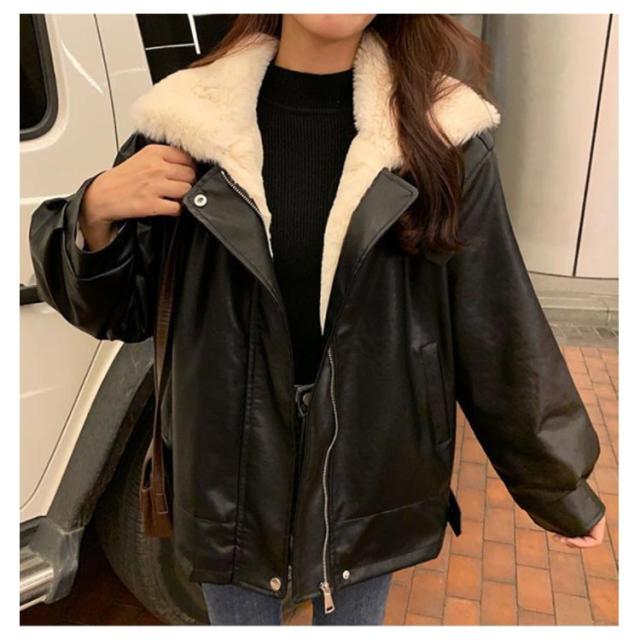 レザージャケット レディース 裏起毛 ジャケット 長袖 PUコート 裏ボア  