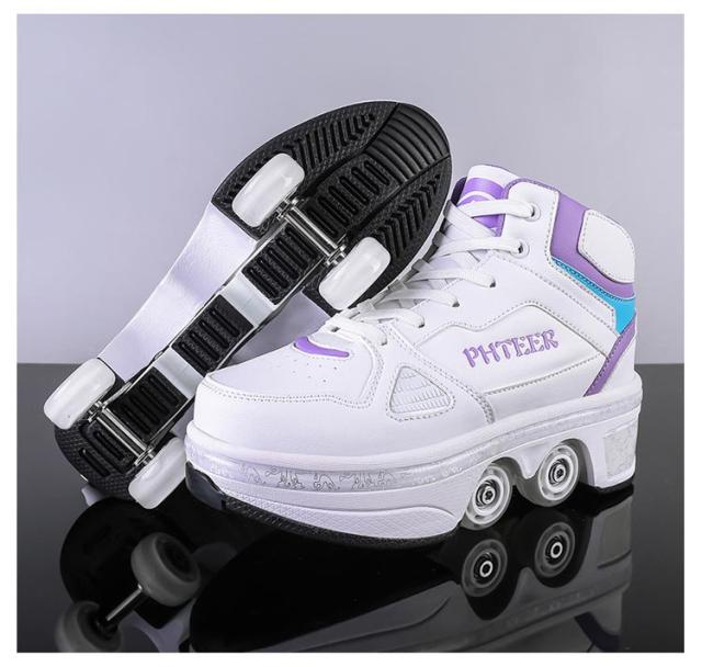 子供 22.0cm〜 メンズ ローラーシューズ 大人 ホワイト ローラーシューズ レディース 靴 ローラースケート 通気性 2way 26.5cm 男の子 ニーカー 女の子 ローラースケート ローラースニーカー 学生 カコイイ 送料無料 黒 白 ブラック キッズ