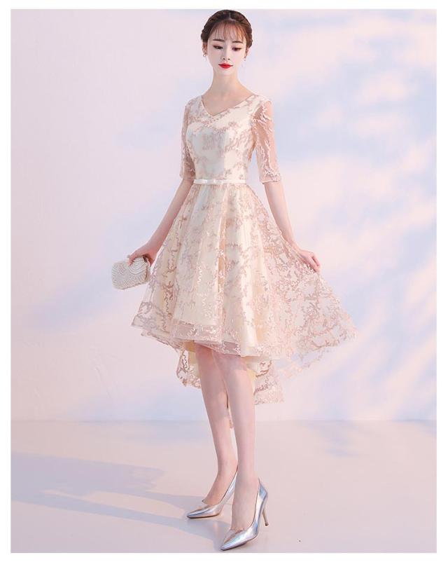 ハイウェストパーティードレス6way 使用ドレス ロングドレス 6色 結婚式 ハイウエスト 五分袖 パーティードレス