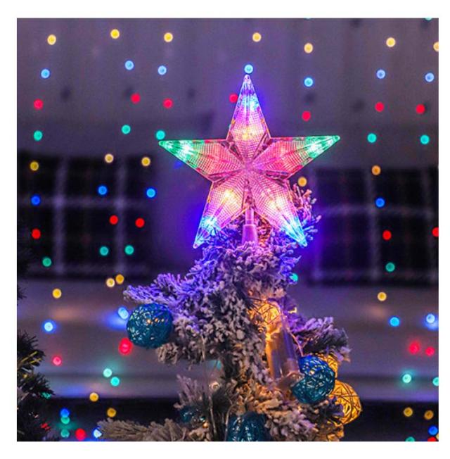 ライト 人気 クリスマスツリー装飾 デコレーション トップスター 虹色