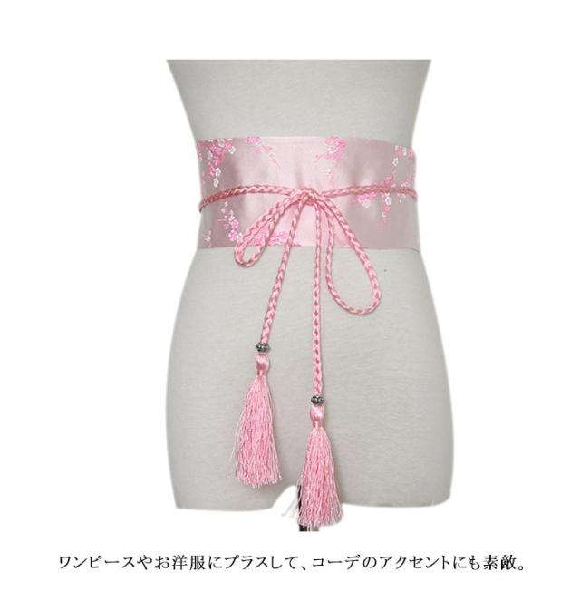 刺繍 ウエストマーク サッシュベルト レディース 和風ベルト 梅