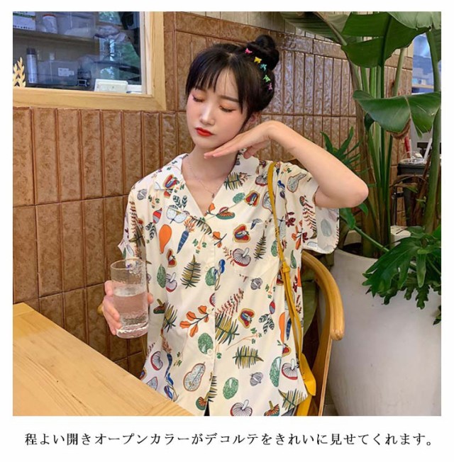 タイ風 花柄 総柄 レディース アロハシャツ 柄シャツ ブラウス