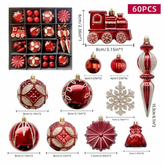 クリスマス オーナメントセット セット オーナメント 60個 クリスマス