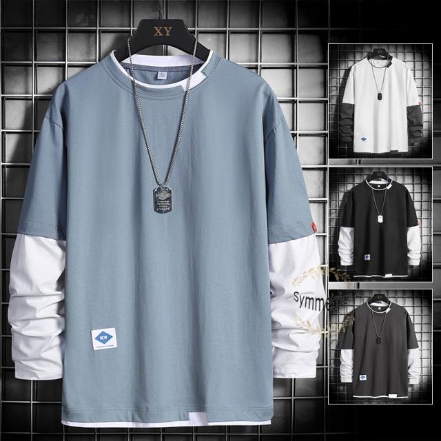 Tシャツ メンズ 長袖 ロンT ティーシャツ ロングTシャツ カジュアル トップス お兄系 切替え Tシャツ 長袖 メンズ ロンT 無地 カジュアル ティーシャツ ロングT