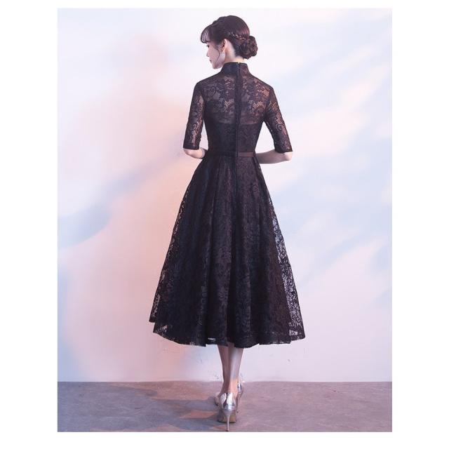 ドレス ワンピース チャイナ風ドレス パーティードレス 七分袖 結婚式