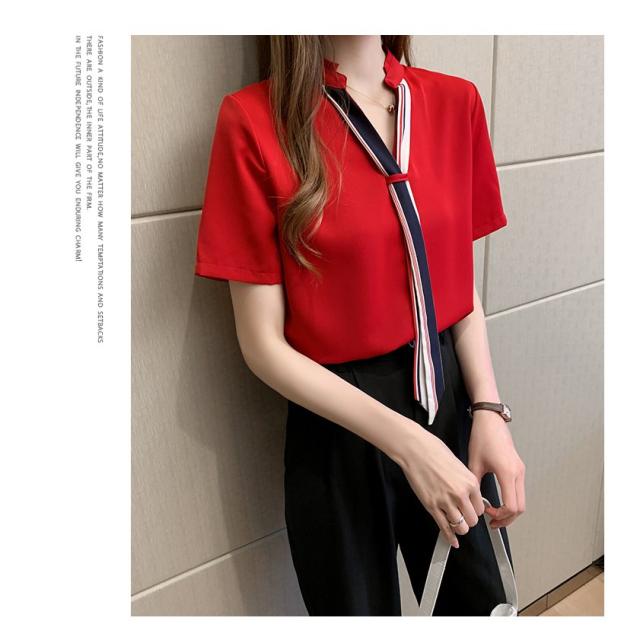 ブラウス レディース 夏 シフォンシャツブラウス 半袖 Vネック オフィス シャツブラウス シフォン オシャレトップス 韓国風 通勤 OL 大人 上品 楽天市場】ブラウス 半袖 レディース シフォン シャツブラウス t