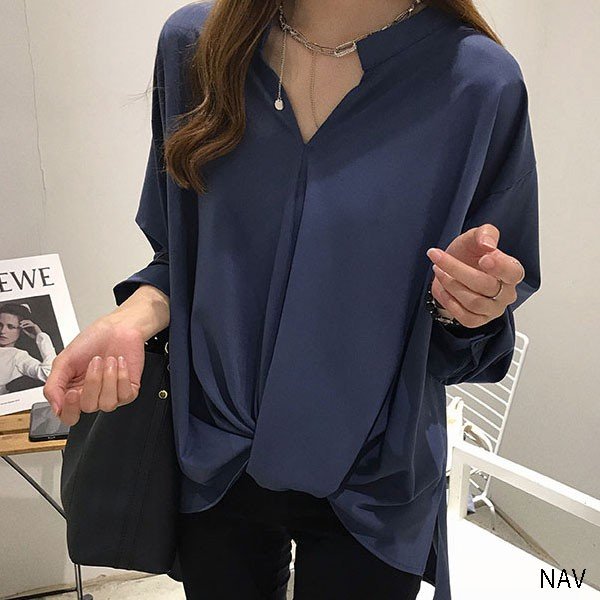 ブラウス レディース スキッパー ロングシャツ カジュアル