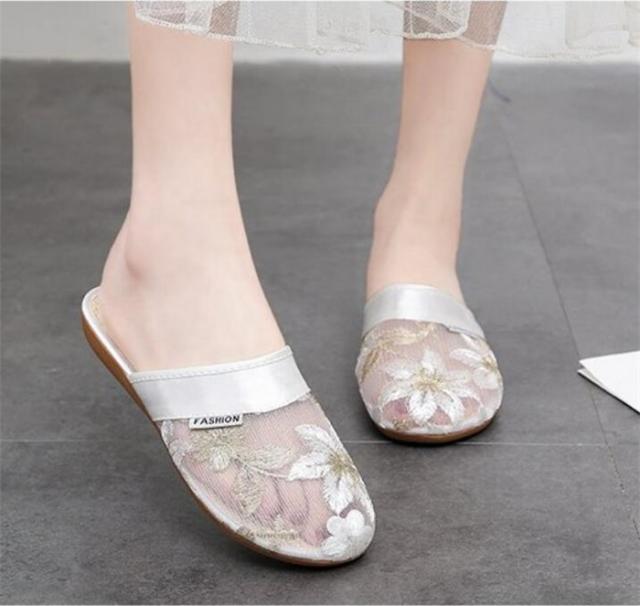 厚底 メッシュ サンダル ベージュ ラバーソール 花柄メッシュ 38 可愛い メッシュ サンダル 花の通販