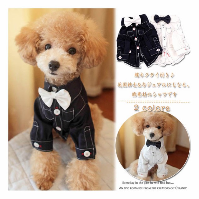 犬服PUERTO クラシカルシャツ1ハーフ&蝶ネクタイ セット 犬服