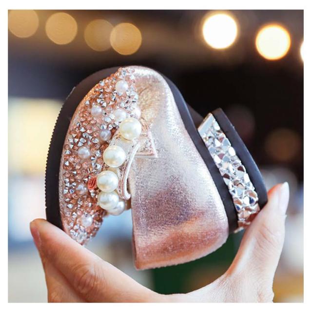 キッズ ジュニア フォーマルシューズ 女の子 フェイクパールビーズストライプ マジックテープ リボン 黒 白 ピンク フォーマルシューズ 女の子 フォーマル靴 シューズ リボン パール