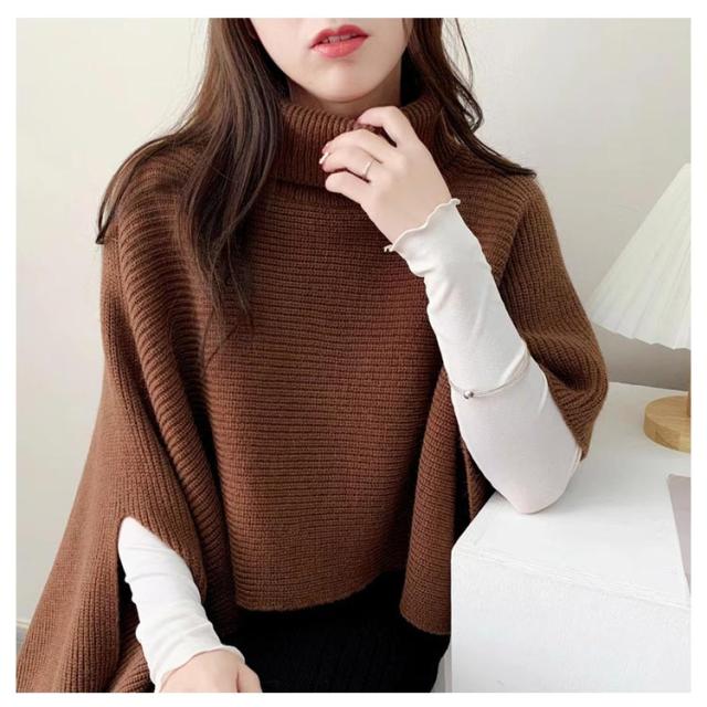 変形 ニットベスト タートルネック ニット トップス ハイネック