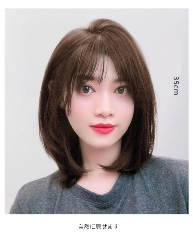 大人 35cm 医療用 ロング フルウィッグ 35cm 黒髪 ミディアム 人毛100