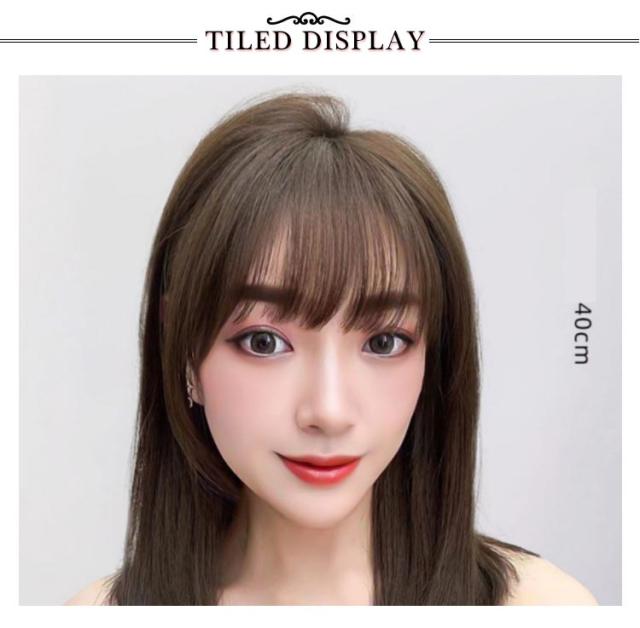 40cm フルウィッグ 人毛 かつら カール レディース ミディアム 医療用