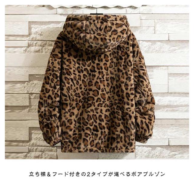 伊太利屋❤︎レオパードフラワー柄フード付ツーウェイアウターブルゾン 伊太利屋❤︎レオパードフラワー柄フード付ツーウェイアウター