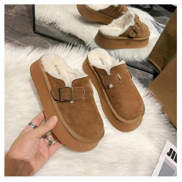 春秋 サンダル 冬 7cm厚底 冬 裏ボア レディース サボサンダル  