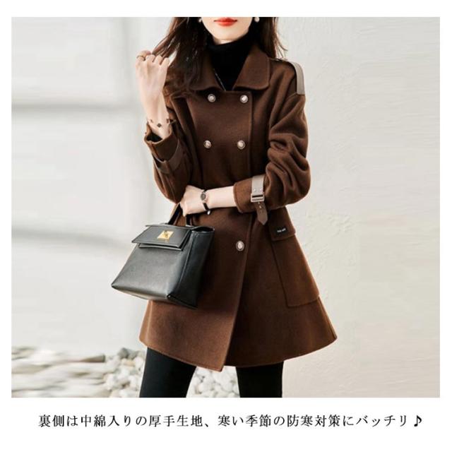 Pコート ロングコート 中綿入り 厚手 レディース トレンチ風