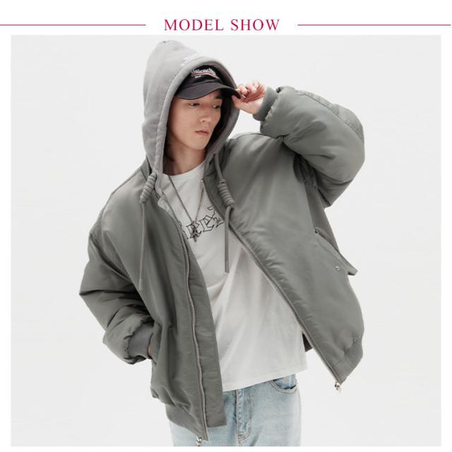 スタジャン 冬用 春秋着 メンズ スタジャン フード付き ナイロン