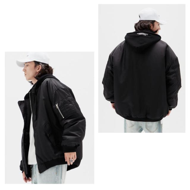 スタジャン 冬用 春秋着 メンズ スタジャン フード付き ナイロン