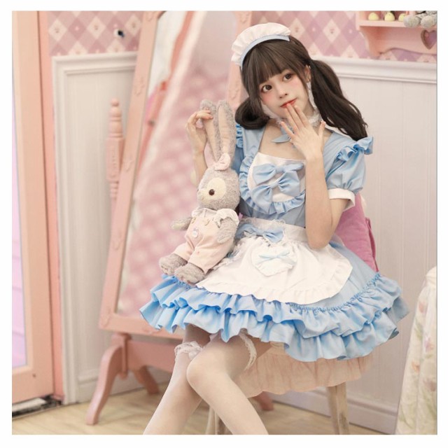 コスプレ メイド服ワンピース 5点セット ワンピース+エプロン+リボン+カチューシャ+チョーカー メイドコスプレ 半袖 フリル コスプレ用 仮装  コスチューム 大きいサイズあり イベント ハロウィン 全3色の通販はau PAY マーケット - CutyStyle（キューティスタイル） | au  ...