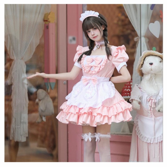 コスプレ メイド服ワンピース 5点セット ワンピース+エプロン+リボン+カチューシャ+チョーカー メイドコスプレ 半袖 フリル コスプレ用 仮装  コスチューム 大きいサイズあり イベント ハロウィン 全3色の通販はau PAY マーケット - CutyStyle（キューティスタイル） | au  ...