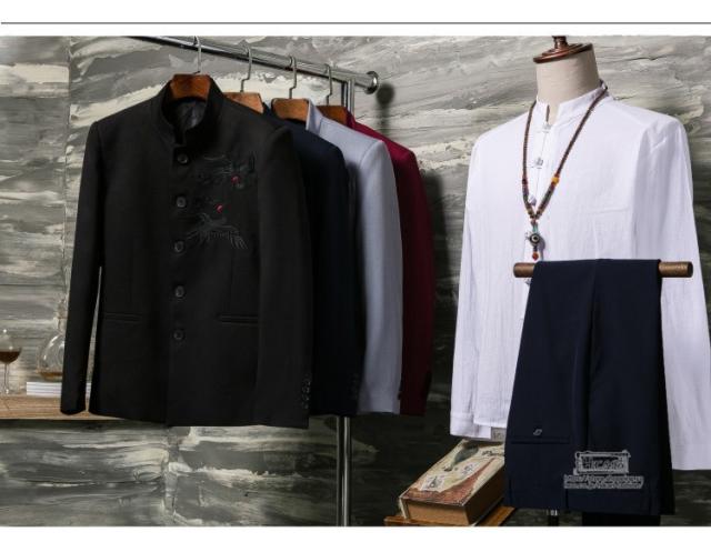 チャイナ風スーツ ビジネススーツ メンズ 上下セット 通勤 2ピース