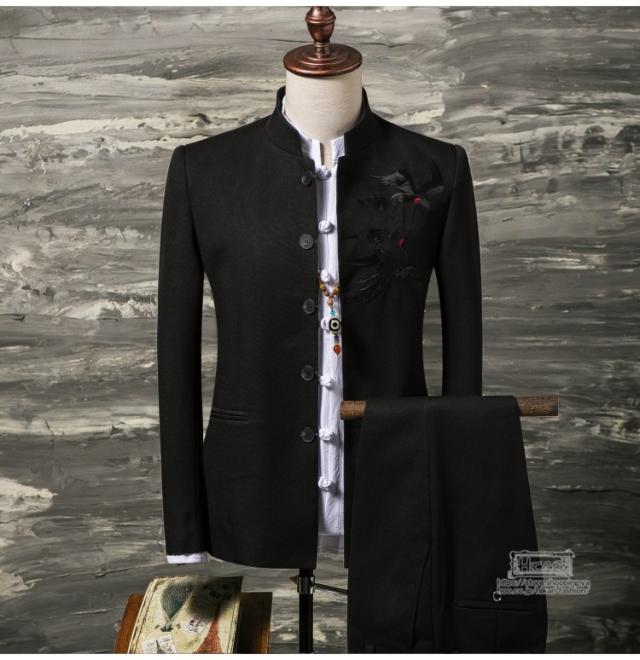 チャイナ風スーツ ビジネススーツ メンズ 上下セット 通勤 2ピーススーツ 披露宴 忘年会 新生活 細身 40代 50代 60代 チャイナ風スーツ ビジネススーツ メンズ 上下セット 通勤 2ピース