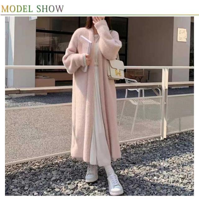 ロング シャギーニット カーディガン ガウン ふわふわ