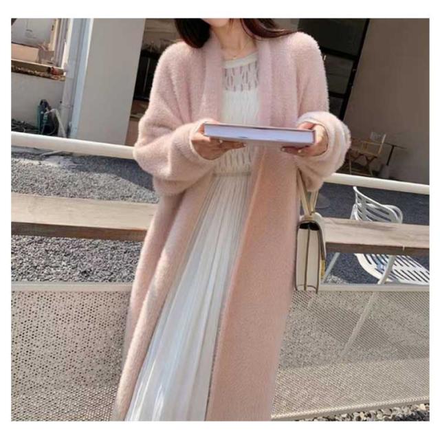 ロング シャギーニット カーディガン ガウン ふわふわ