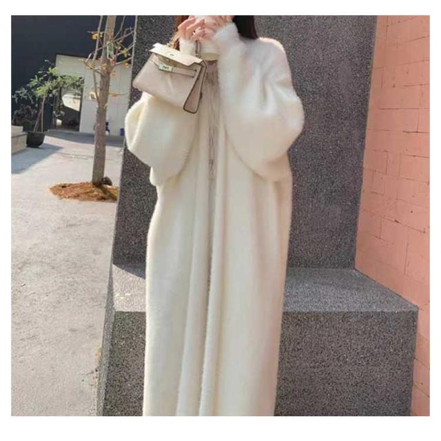 ロング シャギーニット カーディガン ガウン ふわふわ
