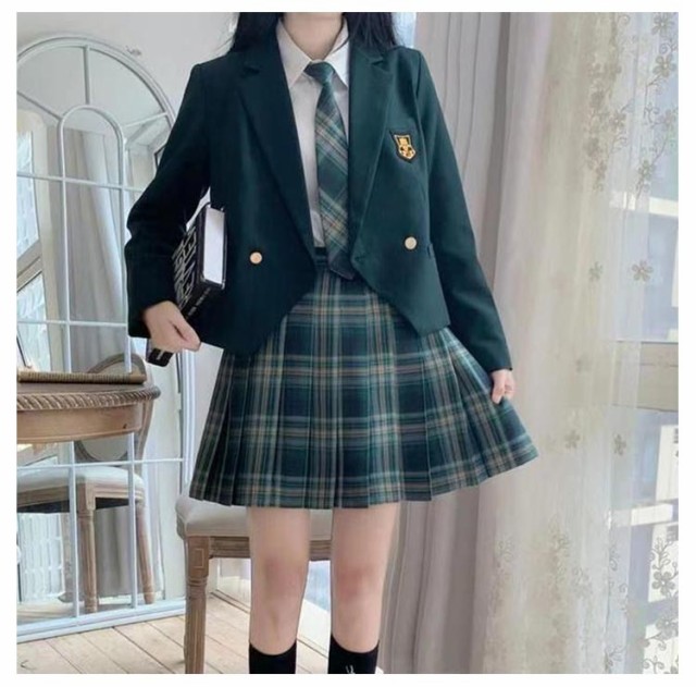 女子高生 制服 5点セット ブレザー スカート チェック柄 長袖 女子高生 制服 5点セット ブレザー スカート チェック柄 長袖