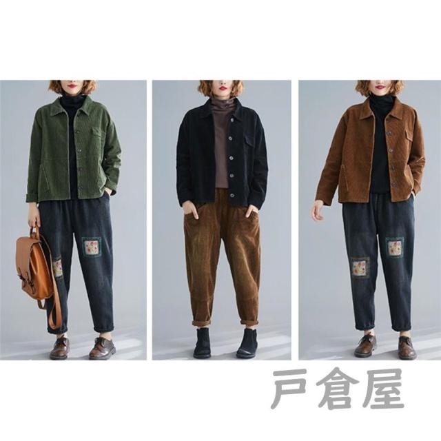 ジャケット シャツジャケット シニアレディース 長袖 春秋着コーデュロイ アウター 春秋服 無地 シンプル ポケット カジュアル 着回し力 2340301.jpg