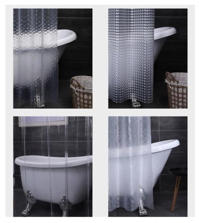 半透明 シャワーカーテン 180×180cm お風呂カーテン 透明カーテン 3D