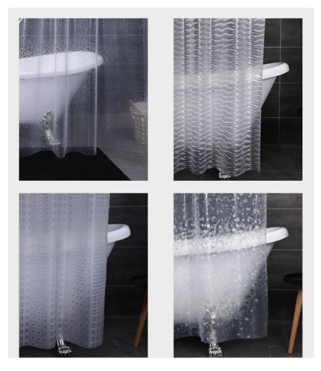 半透明 シャワーカーテン 180×180cm お風呂カーテン 透明カーテン 3D