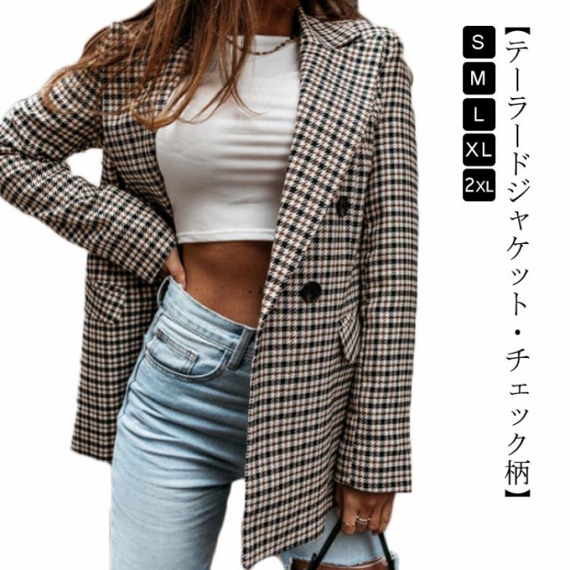 テーラードジャケット レディース チェック柄 ジャケット コート
