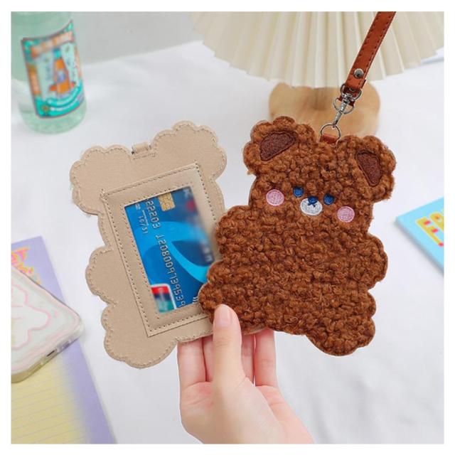 パスケース もこもこ 可愛い くまちゃん カードケース 定期ケース 定期
