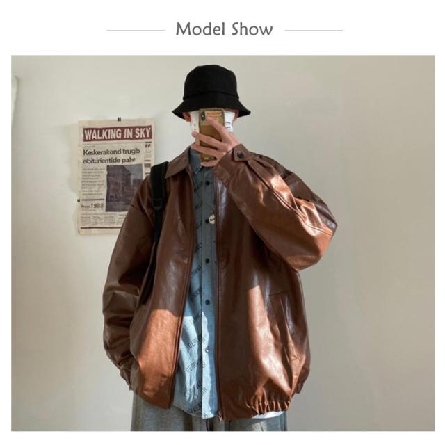 オーバーサイズ レザー ジャケット PUレザー 秋冬 トレンド 韓国 オーバーサイズ レザー ジャケット PUレザー 秋冬 トレンド 韓国