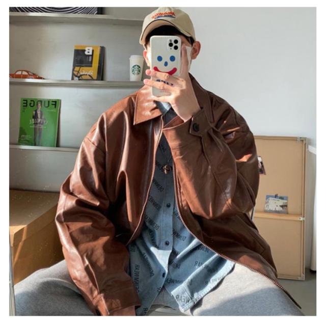 韓国製 エアホースジャケット ヴィンテージ加工 大きいサイズ XXL ラムレザー 90s USA製 レザージャケット | XXXXL特大 - 札幌 ビンテージ