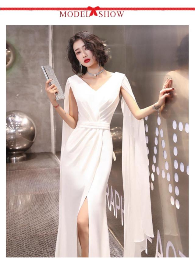 大人気 パーティードレス ラッパ 袖 ロング ワンピース ロングドレス