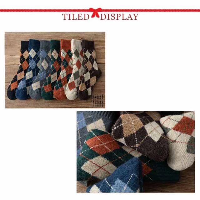 ウール靴下 3足セット】ウール 靴下 セット アーガイル柄 靴下セット