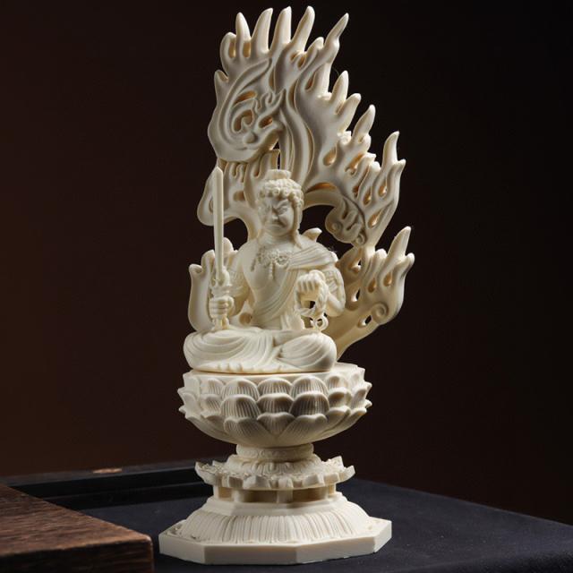 ご希望価格　白檀仏像　木彫　不動明王　アクリルケース付き 楽天市場】【直送品】リアル仏像 木造 不動明王坐像 R-102 仏像