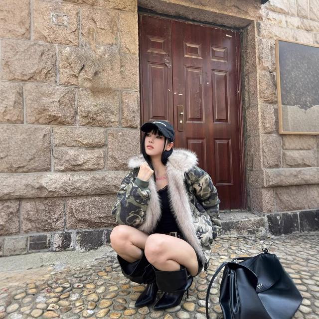 オーバーフィット ルーズ y2k デイリー 冬 アウター ファージャケ 迷彩