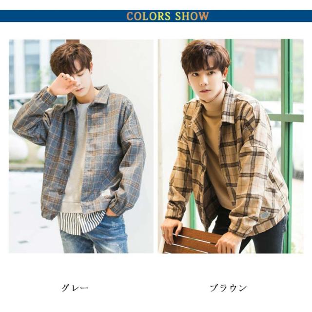 全2色×4サイズ！チェック柄ジャケット メンズ カジュアル