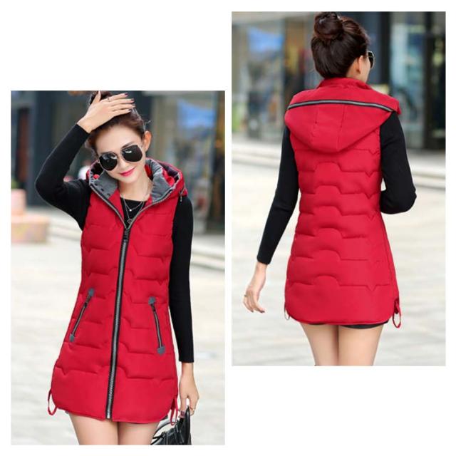 《送料無料》中綿ベスト 綿入りベスト 膝丈 レディース フード付き ダウンベスト ダウンジャケット アウター コート 暖か 防寒 厚手 おしゃれ レディースファッション 新作