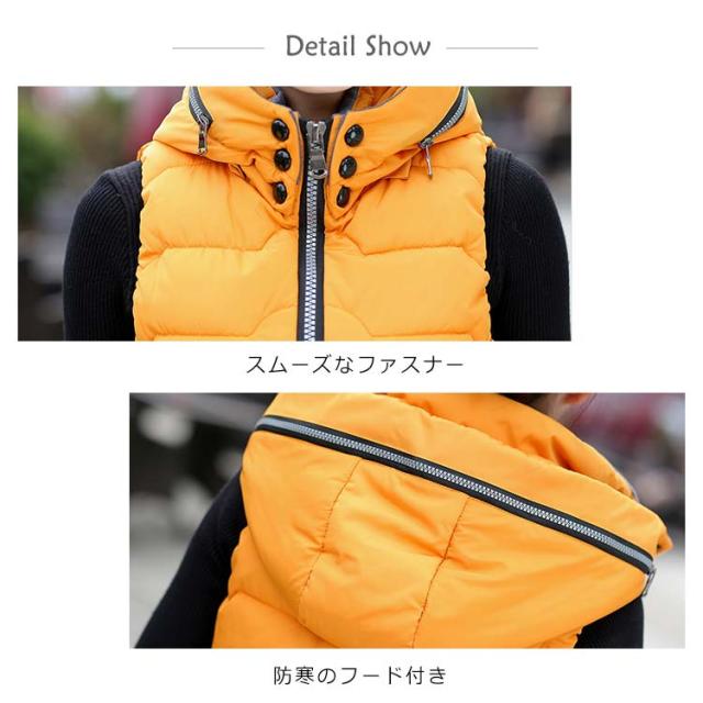 《送料無料》中綿ベスト 綿入りベスト 膝丈 レディース フード付き ダウンベスト ダウンジャケット アウター コート 暖か 防寒 厚手 おしゃれ レディースファッション 新作