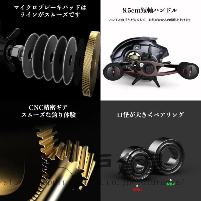 リール ベイトリール 左 右 ハンドル 左巻き 右巻き 軽量 遠投 N48磁気